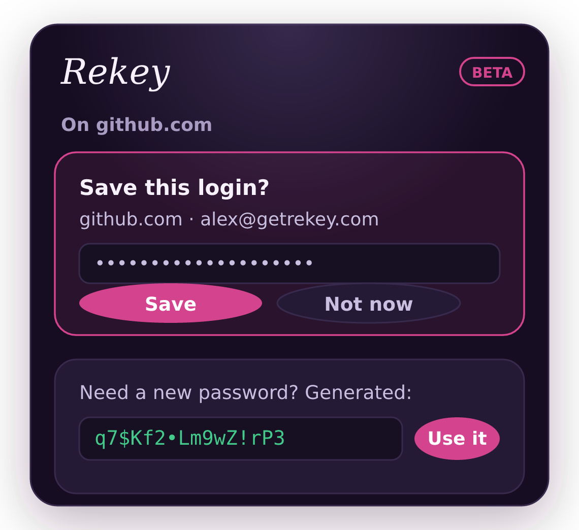 The extension capturing a login and generating a strong password